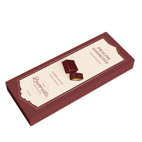 Il Mini Cofanetto di Praline rappresenta una raffinata selezione di 8 praline di cioccolato, create con la maestria artigianale che contraddistingue la tradizione Lavoratti dal 1938.